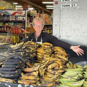 Shows different colors of bananas - all delicious with Yumbini quick beans and rice!