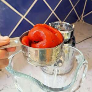 Roasted red bell peppers taste great with Yumbini quick beans and rice.