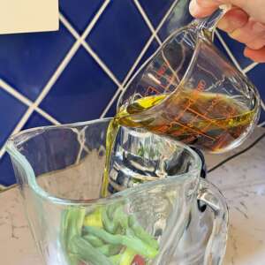 Yumbini quick beans and rice are delicious accented with oil and vinegar.