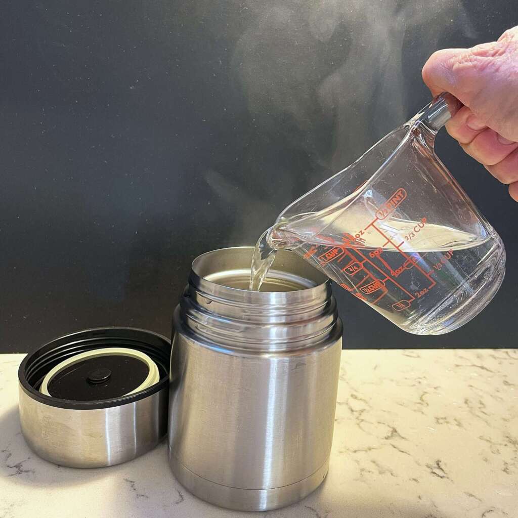 You can make Yumbini in a Thermos or other insulated container using boiling water.