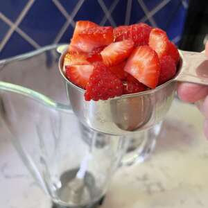 Strawberry yogurt dressing is healthy and delicious on Yumbini Curried Turmeric quick lentils and rice.
