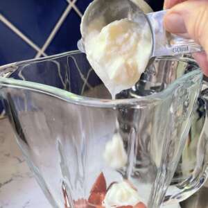 Unsweetened yogurt makes a tasty healthy dressing for Yumbini quick beans and rice.